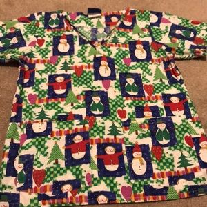 Christmas scrub top